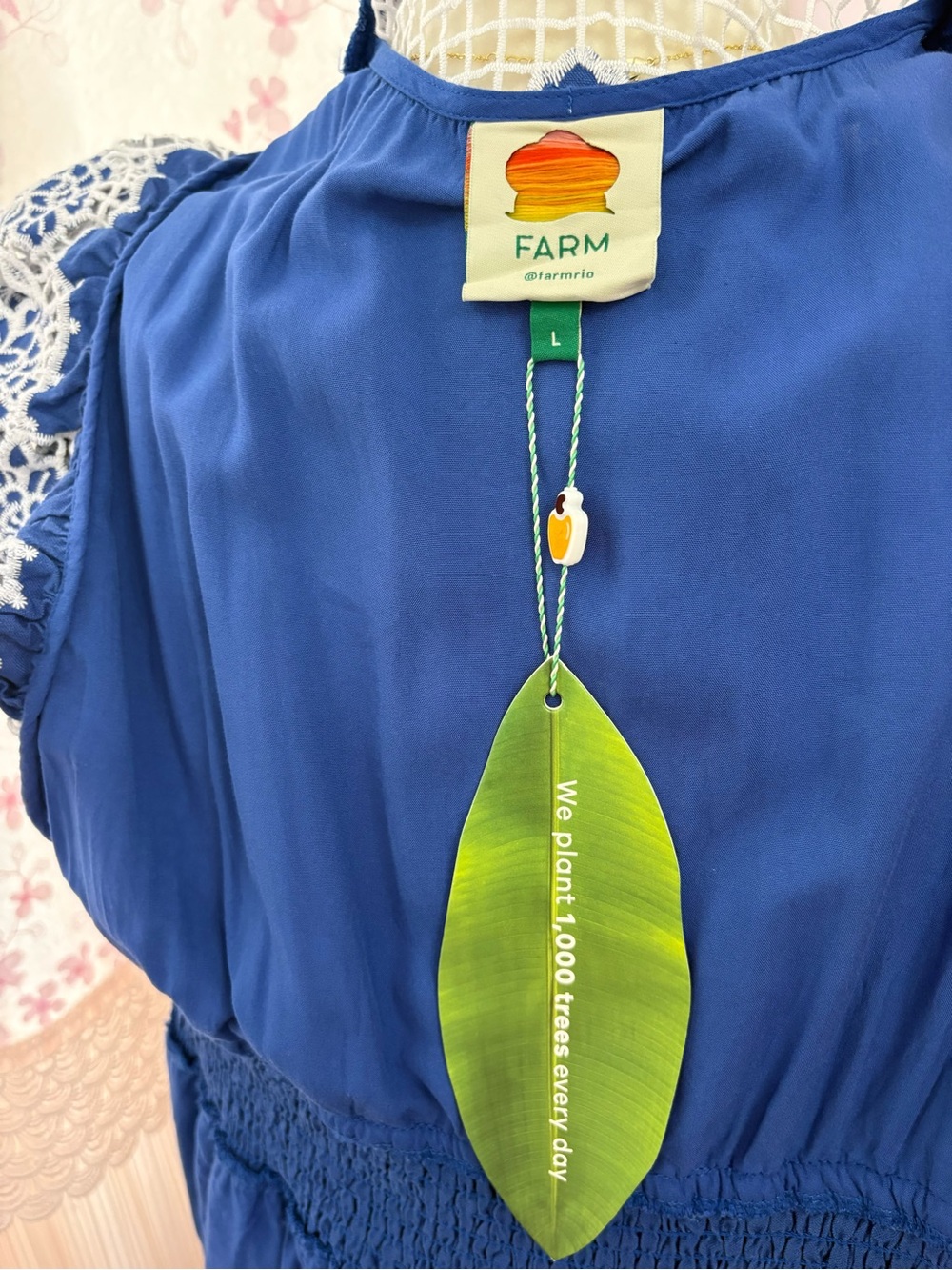 Farm Rio Blue Romantic Richelieu Maxi Dress - Picture 6 of 8